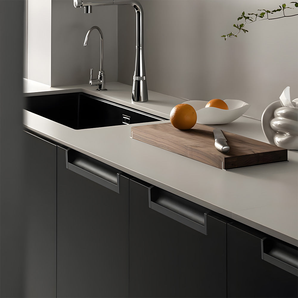 Concealed Recessed Edge Pulls for Cabinets and Drawers