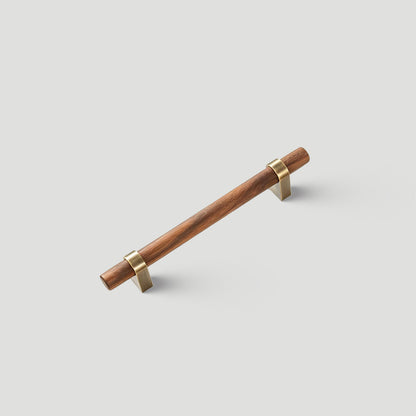 Mid-Century Wood and Brass Cabinet Pulls and T-Bar Knobs