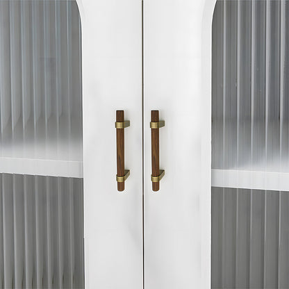 Mid-Century Wood and Brass Cabinet Pulls and T-Bar Knobs