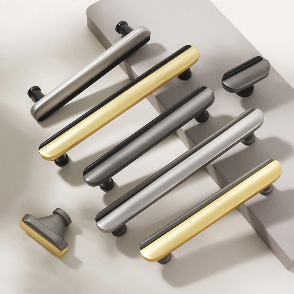 Modern Two-Tone Arc Cabinet Pulls and Matching Knobs
