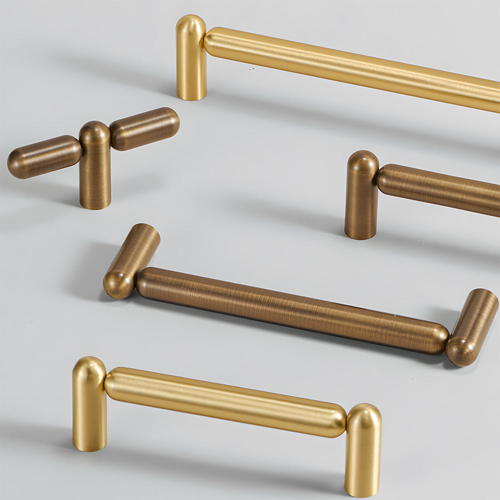 Solid Brass Round Bar Cabinet Pulls and T-Bar Knobs