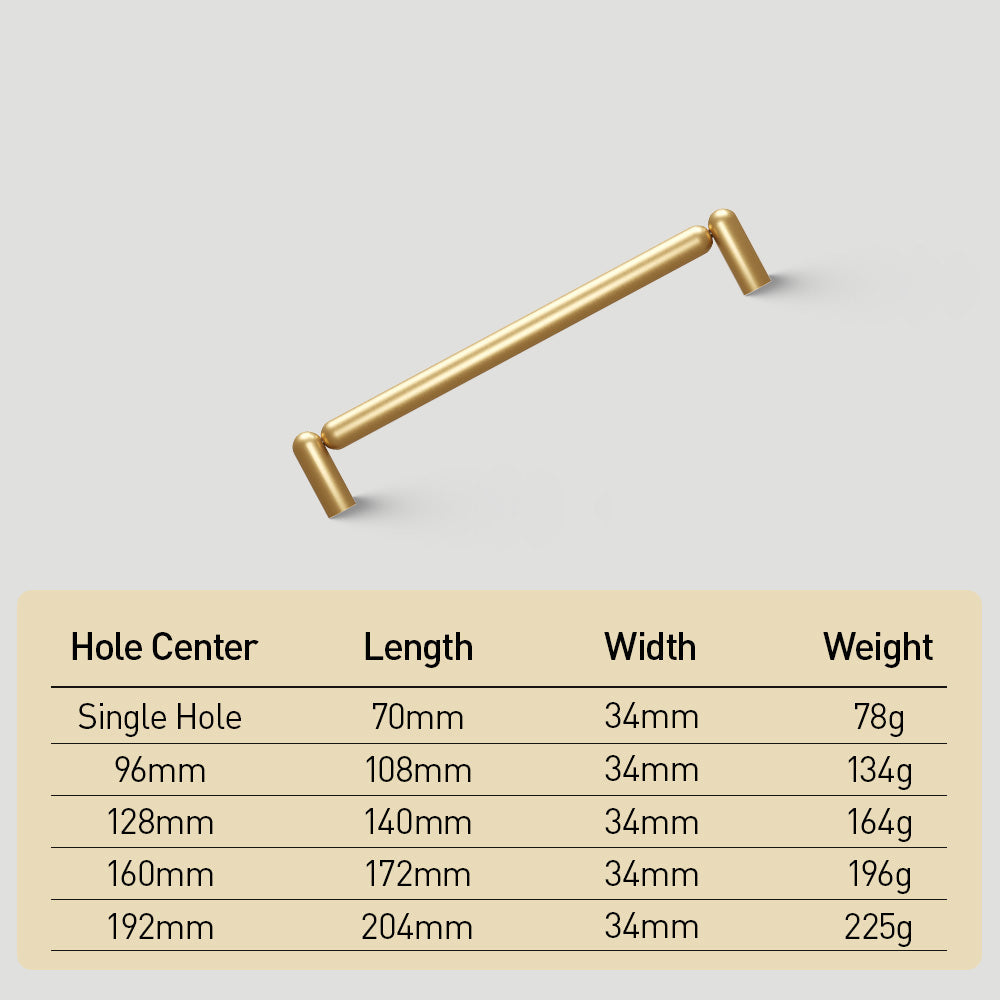 Solid Brass Round Bar Cabinet Pulls and T-Bar Knobs