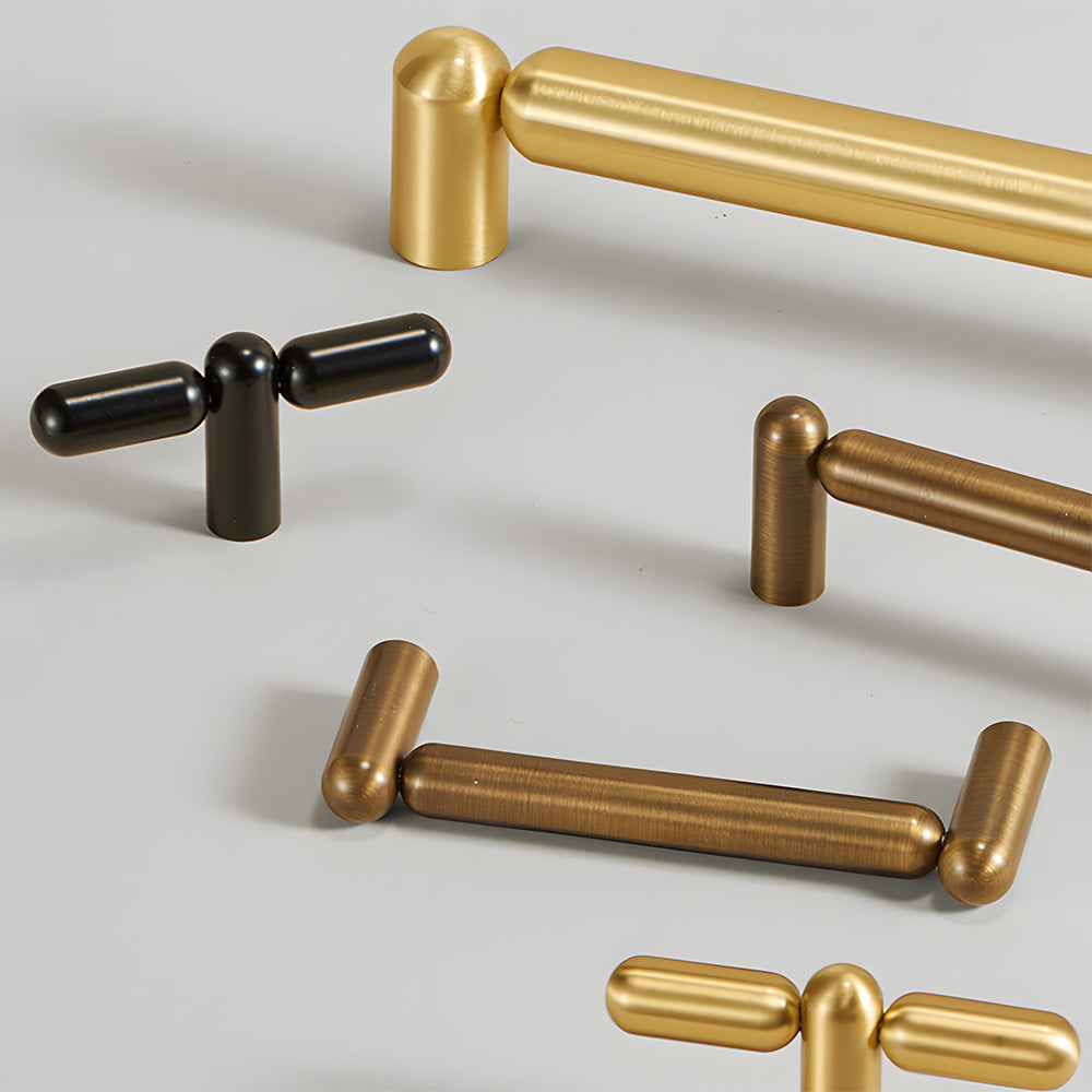 Solid Brass Round Bar Cabinet Pulls and T-Bar Knobs
