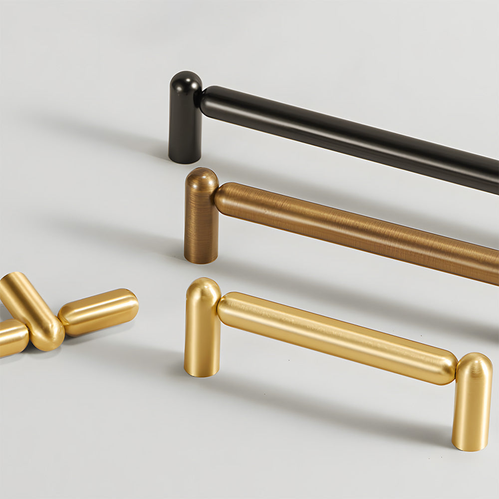 Solid Brass Round Bar Cabinet Pulls and T-Bar Knobs
